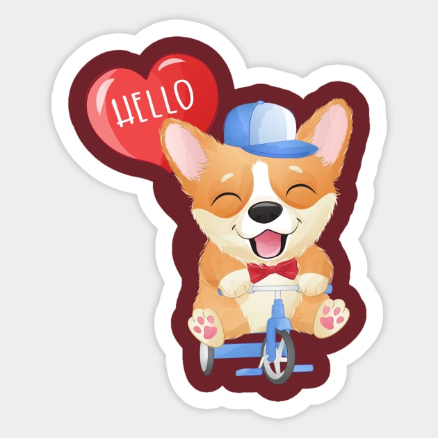 cute little corgi riding bicycle tshirt Sticker by Tshirt lover 1